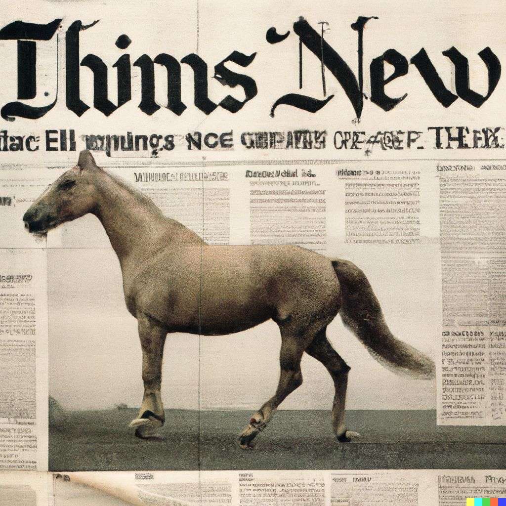 a horse, front page of The New York Times, 1990